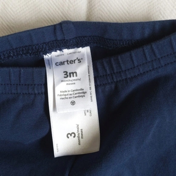 carter's basic navy blue stretch cotton leggings 3 months baby girl - Picture 3 of 5